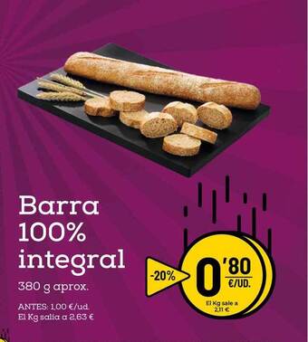 AhorraMas Barra 100% Integral 380g oferta