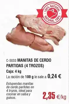 Abordo Ideal - manitas de cerdo partidas oferta