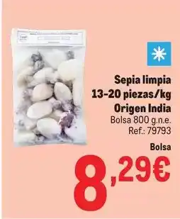 Makro Origen - sepia limpia 13-20 piezas/kg origen india oferta
