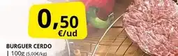 Supermercados MAS Burguer cerdo oferta