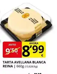Supermercados MAS Postres reina - tarta avellana blanca oferta