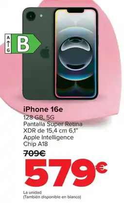 Carrefour iPhone 16e 128 GB, 5G oferta