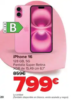 Carrefour iPhone 16 128 GB, 5G oferta