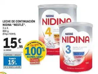 E.Leclerc Nestlé - leche de continuación nidina oferta