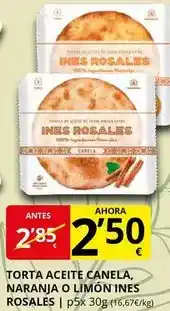 Supermercados MAS Torta aceite canela, naranja o limón oferta