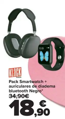 Carrefour Pack Smartwatch + auriculares de diadema bluetooth Negro oferta