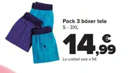 Carrefour Pack 3 bóxer tela S-3XL oferta