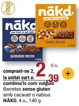 BonpreuEsclat Barretes sense gluten amb cacauet o nabius oferta