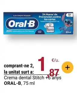 BonpreuEsclat Oral b - crema dental stitch +6 anys oferta