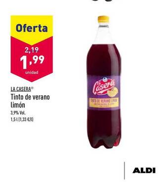 ALDI La Casera Tinto De Verano Limón oferta