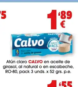 TOP Cash & Carry CALVO Atún claro en aceite de girasol, al natural o en escabeche, RO-80 oferta