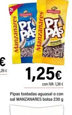 Cash Ifa MANZANARES Pipas tostadas aguasal o con sal oferta