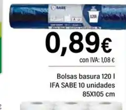 Cash Ifa IFA SABE Bolsas basura 120 I 10 unidades oferta