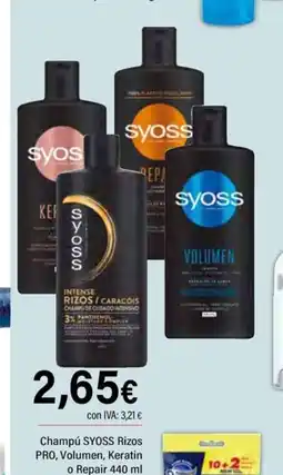 Cash Ifa SYOSS Champú Rizos PRO, Volumen, Keratin o Repair oferta
