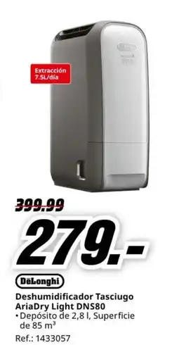 MediaMarkt DELONGHI Deshumidificador Tasciugo AriaDry Light DNS80 oferta