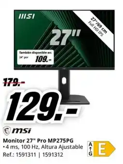 MediaMarkt MSI Monitor 27" Pro MP275PG oferta