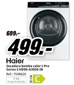 MediaMarkt HAIER Secadora bomba calor I-Pro Series 3 HD90-A3939-IB oferta