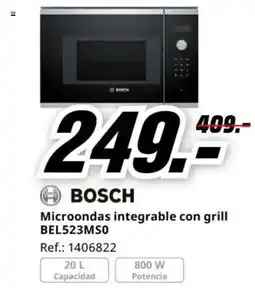 MediaMarkt BOSCH Microondas integrable con grill BEL523MSO oferta