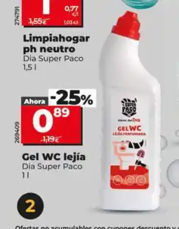 Dia DIA SUPER PACO Gel WC lejía oferta