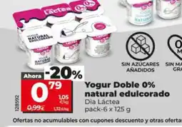 Dia DIA LÁCTEA Yogur Doble 0% natural edulcorado oferta