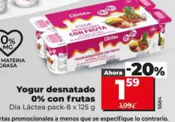 Dia DIA LÁCTEA Yogur desnatado 0% con frutas oferta