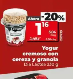 Dia DIA LÁCTEA Yogur cremoso con cereza y granola oferta