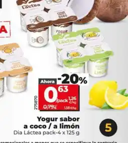 Dia DIA LÁCTEA Yogur sabor a coco / a limón oferta