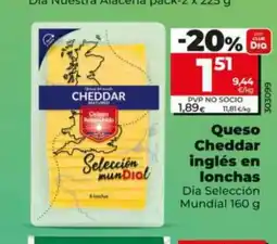 Dia DIA SELECCIÓN MUNDIAL Queso Cheddar inglés en lonchas oferta