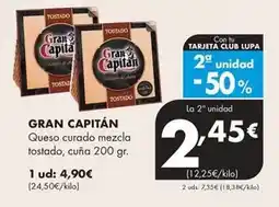 Supermercados Lupa Gran capitán - queso curado mezcla tostado oferta