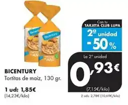 Supermercados Lupa Bicentury - tortitas de maiz oferta