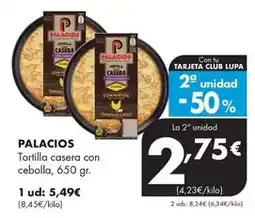 Supermercados Lupa Palacios - tortilla casera con cebolla oferta