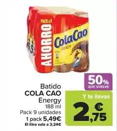 Carrefour Cola cao - batido energy oferta