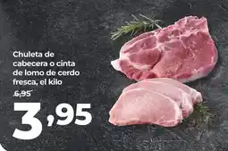 Alimerka Chuleta de cabecera o cinta de lomo de cerdo fresca oferta