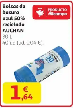 Alcampo AUCHAN Bolsas de basura azul 50% reciclado oferta