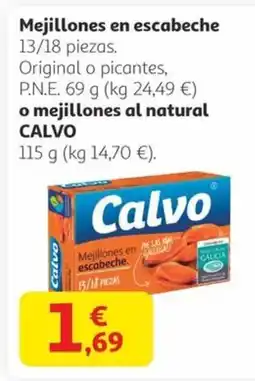 Alcampo CALVO Mejillones en escabeche o mejillones al natural oferta