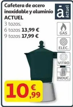 Alcampo ACTUEL Cafetera de acero inoxidable y aluminio oferta
