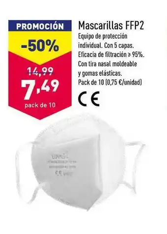 ALDI Mascarillas Ffp2 Pack de 10 oferta
