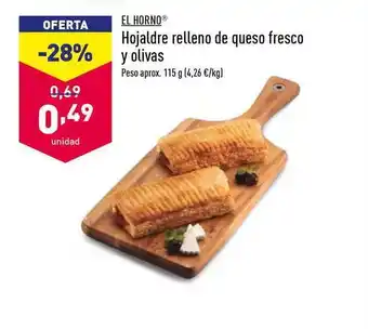 ALDI El Horno Hojaldre relleno de queso fresco y olivas 115g oferta