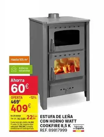 Leroy Merlin Estufa De Leña Con Horno Watt Cookfire 8.5 K oferta
