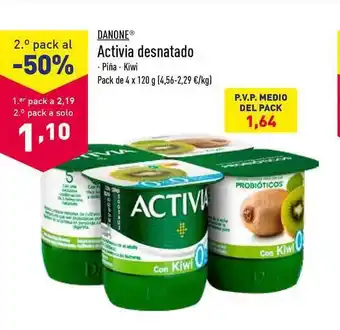 ALDI Danone Activia desnatado Pack de 4 x 120g oferta