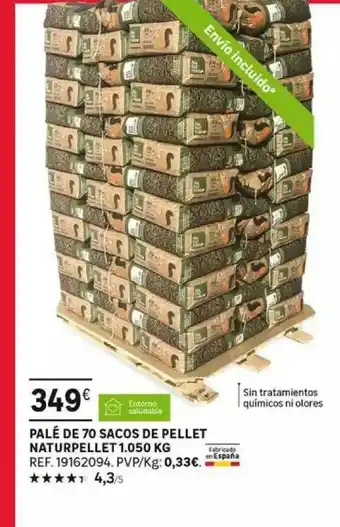 Leroy Merlin Palé De 70 Sacos De Pellet Naturpellet 1.050 Kg oferta