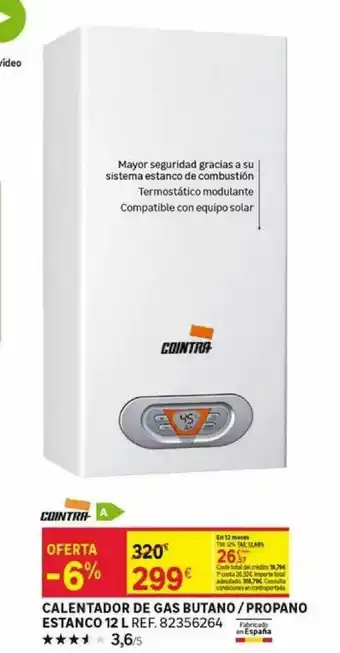 Leroy Merlin Calentador De Gas Butano Propano Estanco 12 L oferta