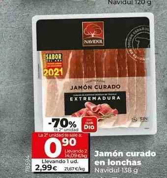 Dia Supermercados -70% La 2a Unidad Jamón Curado En Lonchas Navidul oferta