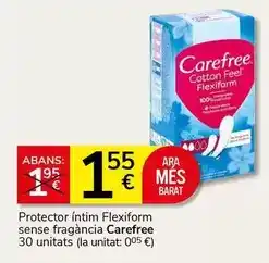 Supermercados Charter Carefree - protector íntim flexiform sense fragância oferta