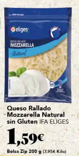 Gadis IFA ELIGES Queso Rallado Mozzarella Natural sin Gluten oferta