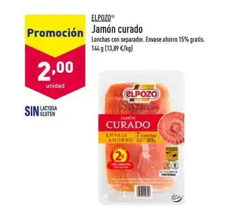 ALDI Elpozo Jamón curado 144g oferta