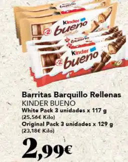 Gadis KINDER BUENO Barritas Barquillo Rellenas oferta