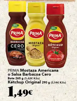 Gadis PRIMA Mostaza Americana o Salsa Barbacoa Cero Kétchup Original oferta
