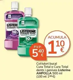 Supermercados Charter Listerine - col-lutori bucal cura total o cura total dents i genives oferta