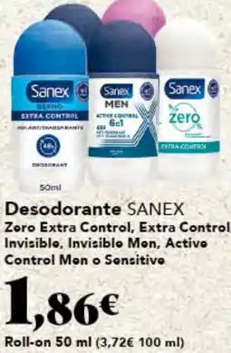 Gadis SANEX Desodorante Zoro Extra Control, Extra Control, Invisible, Invisible Mon, Active Control Mon o Sensitive oferta